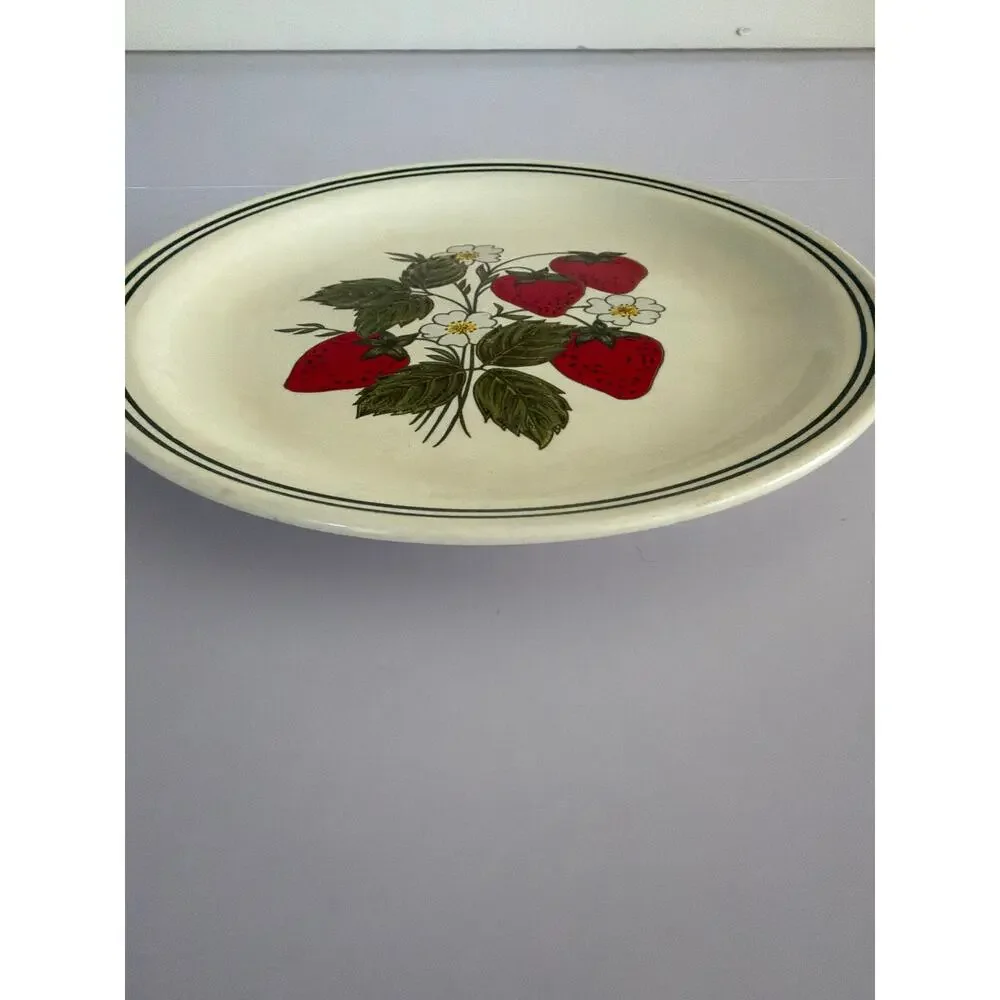 Vintage Mount Clemens Pottery Strawberry Plate Cottagecore Twee Wall Decor USA